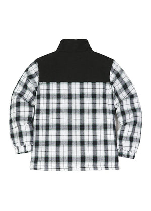 Back view of kid's white thermal quilted lined flannel jacket