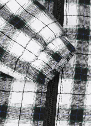 Close-up of elastic cuffs on kid's white thermal flannel jacket