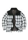 Front view of kid's white thermal quilted lined flannel jacket