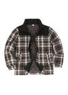 Front view of kid's coffee thermal quilted lined flannel jacket