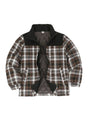 Front view of kid's coffee thermal quilted lined flannel jacket-XR1080CW-S,XR1080CW-M,XR1080CW-L,XR1080CW-XL