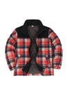 Front view of kid's red thermal quilted lined flannel jacket