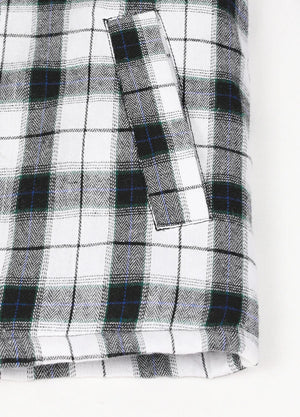 Close-up of two side pockets on kid's white thermal flannel jacket