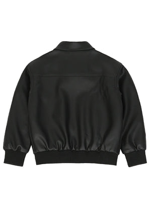 Kids Zip Up Faux Leather Jacket, Flannel Lined
