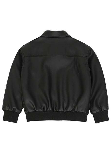 Kids Zip Up Faux Leather Jacket, Flannel Lined