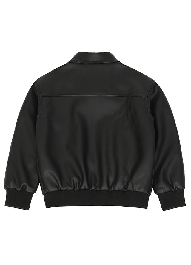 Kids Zip Up Faux Leather Jacket, Flannel Lined