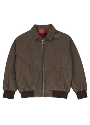 Kids Zip Up Faux Leather Jacket, Flannel Lined