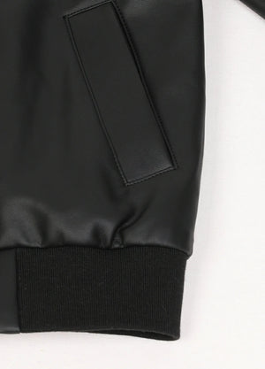 Kids Zip Up Faux Leather Jacket, Flannel Lined