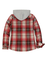 Women's Sherpa-Lined Full Zip Up Flannel Jacket with Fleece Hood