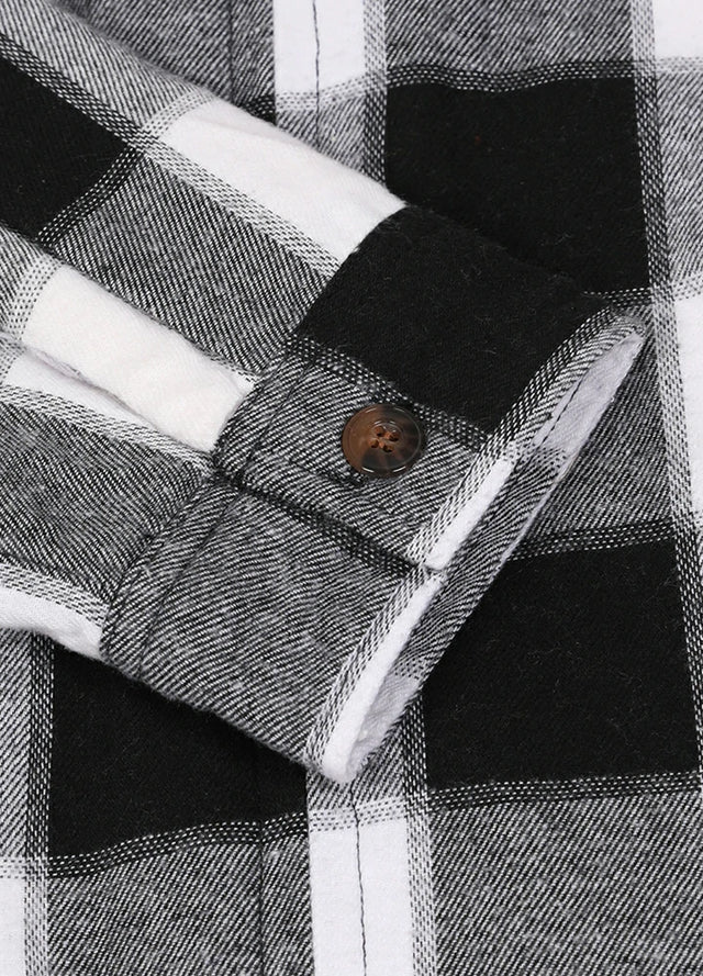 Women's Sherpa-Lined Full Zip Up Flannel Jacket with Fleece Hood