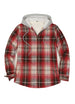 Women's Sherpa-Lined Full Zip Up Flannel Jacket with Fleece Hood