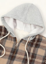 Women's Sherpa-Lined Full Zip Up Flannel Jacket with Fleece Hood