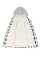 Women's Sherpa-Lined Full Zip Up Flannel Jacket with Fleece Hood