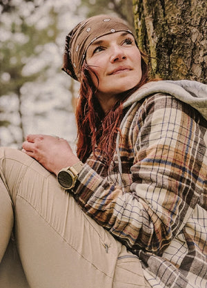 Women's Sherpa-Lined Full Zip Up Flannel Jacket with Fleece Hood