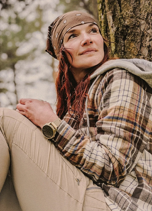 Women's Sherpa-Lined Full Zip Up Flannel Jacket with Fleece Hood