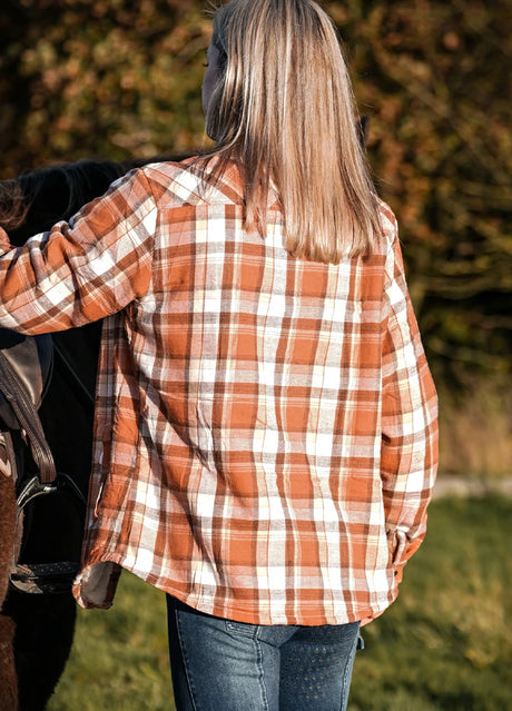 Women's Sherpa-Lined Full Zip Up Flannel Jacket with Fleece Hood