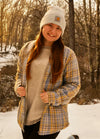 Women's Sherpa-Lined Full Zip Up Flannel Jacket with Fleece Hood