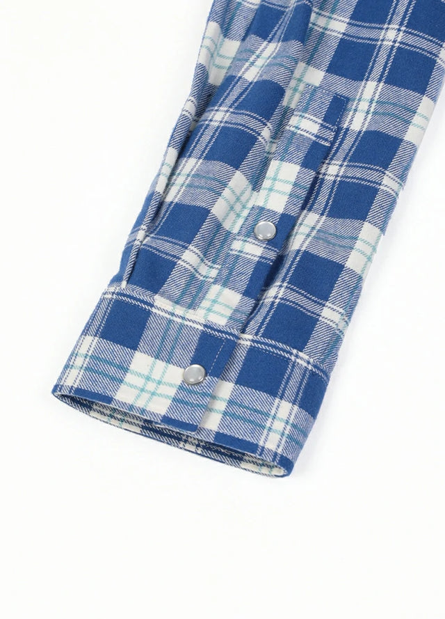 Men's Plaid Long Sleeve Western Shirt, Pearl Snap
