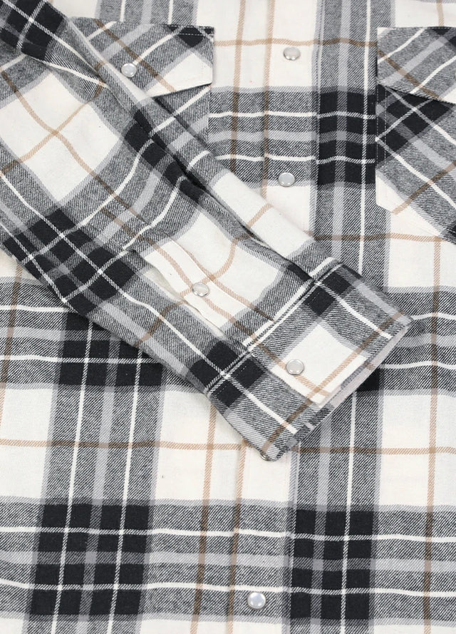 Men's Plaid Long Sleeve Western Shirt, Pearl Snap