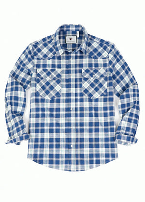 Men's Plaid Long Sleeve Western Shirt, Pearl Snap