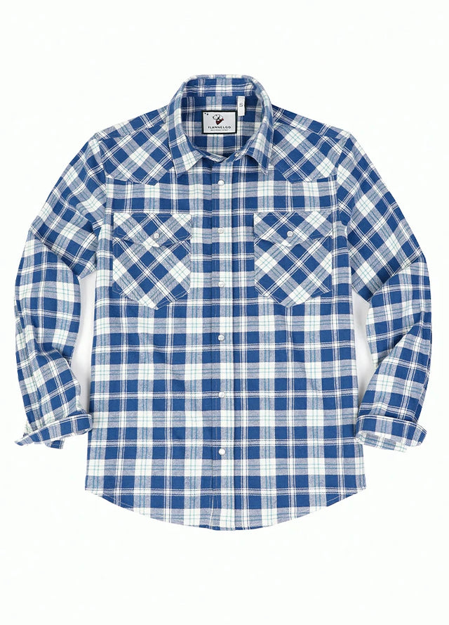 Men's Plaid Long Sleeve Western Shirt, Pearl Snap