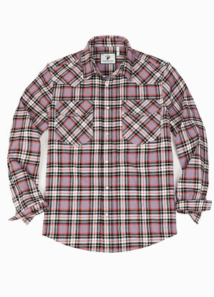 Men's Plaid Long Sleeve Western Shirt, Pearl Snap