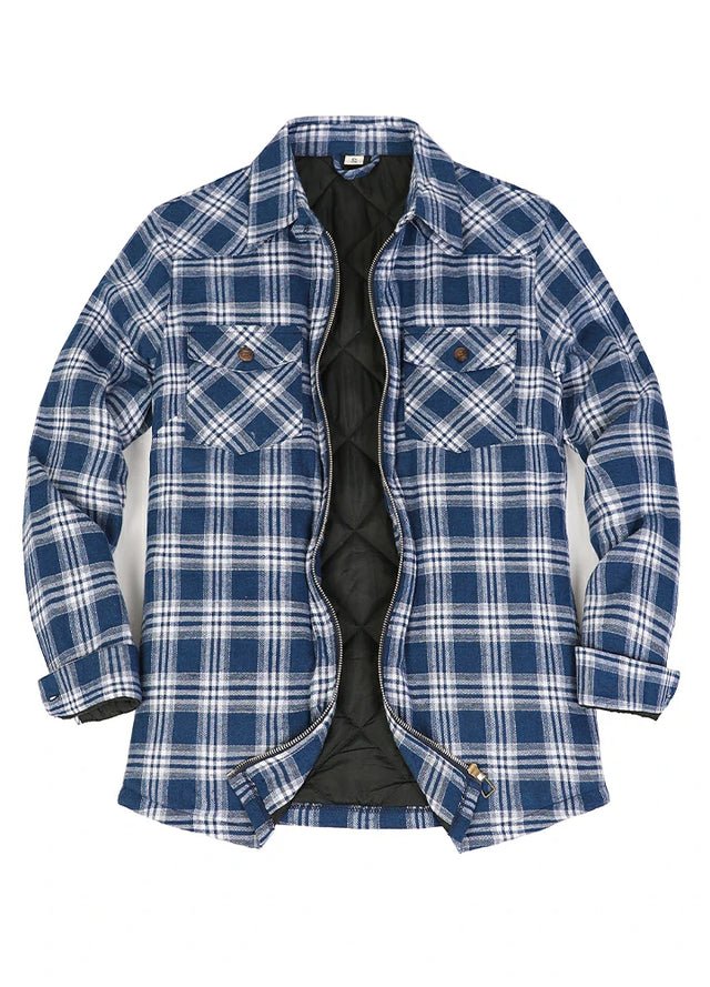 Women's Zip Up Flannel Shirt Jacket, Quilted Lined