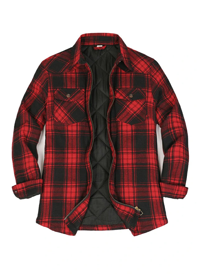 Women's Zip Up Flannel Shirt Jacket, Quilted Lined