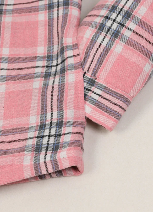 Women's Zip Up Flannel Shirt Jacket, Quilted Lined