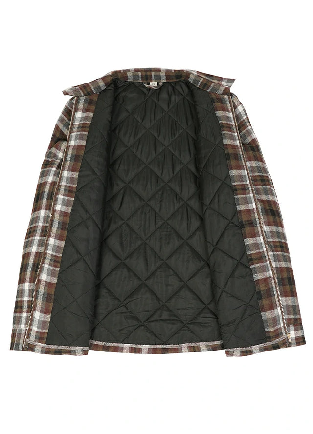 Women's Zip Up Flannel Shirt Jacket, Quilted Lined