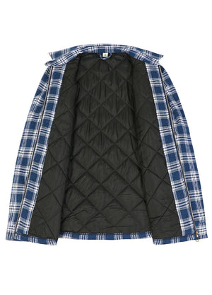 Women's Zip Up Flannel Shirt Jacket, Quilted Lined