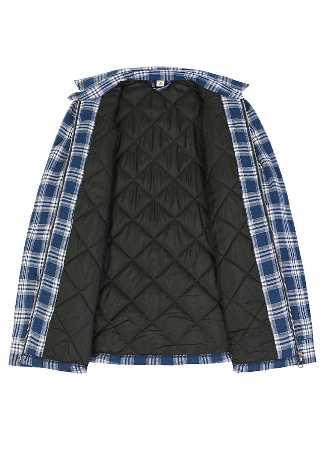 Women's Zip Up Flannel Shirt Jacket, Quilted Lined