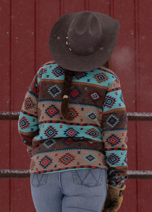 Women's Aztec Pattern Sherpa Lined Shirt Jacket