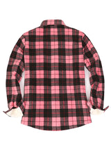 Women's Sherpa Lined Shirt Jacket Button Up Plaid Jacket