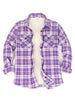 Women's Sherpa Lined Shirt Jacket Button Up Plaid Jacket