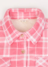 Women's Sherpa Lined Shirt Jacket Button Up Plaid Jacket