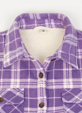 Women's Sherpa Lined Shirt Jacket Button Up Plaid Jacket