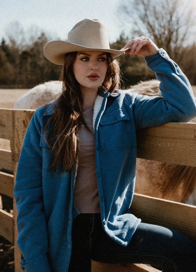 Women's Sherpa Lined Warm Shirt Jacket Button Up Winter Fleece Shirt
