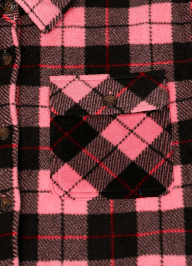 Women's Sherpa Lined Shirt Jacket Button Up Plaid Jacket