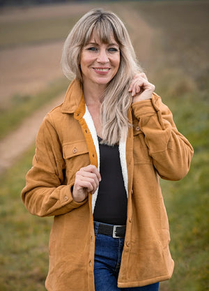 Women's Sherpa Lined Warm Shirt Jacket Button Up Winter Fleece Shirt