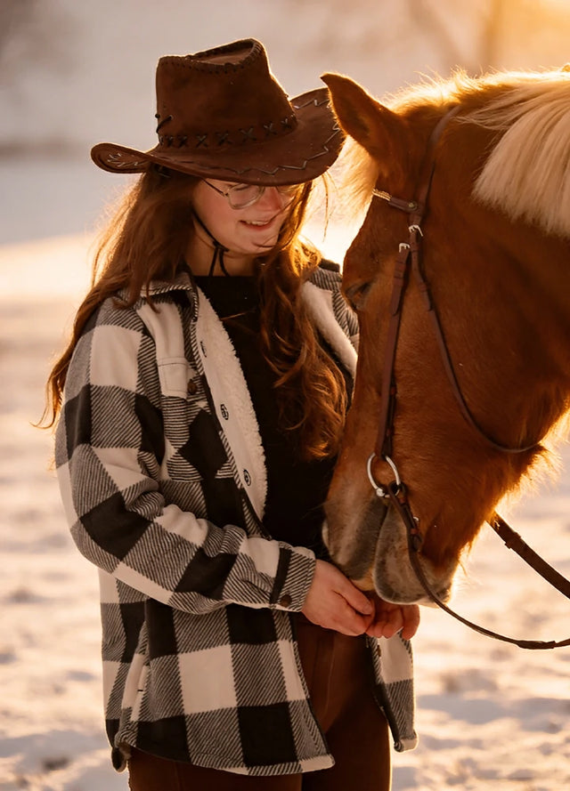 Women's Sherpa Lined Throughout Button Up Plaid Jacket