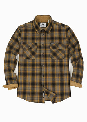 Front view of yellow gray men's timberline midweight flannel shirt 8oz-XR1110HHS-S,XR1110HHS-M,XR1110HHS-L,XR1110HHS-XL,XR1110HHS-XXL,XR1110HHS-3XL