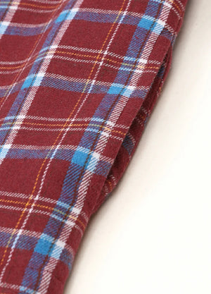 Kid's burgundy flannel jacket with hand pocket detail