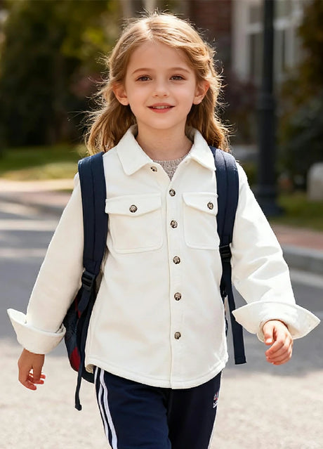 Girls Sherpa Lined Buffalo Plaid Fleece Button Down Shirt Jacket-Kids