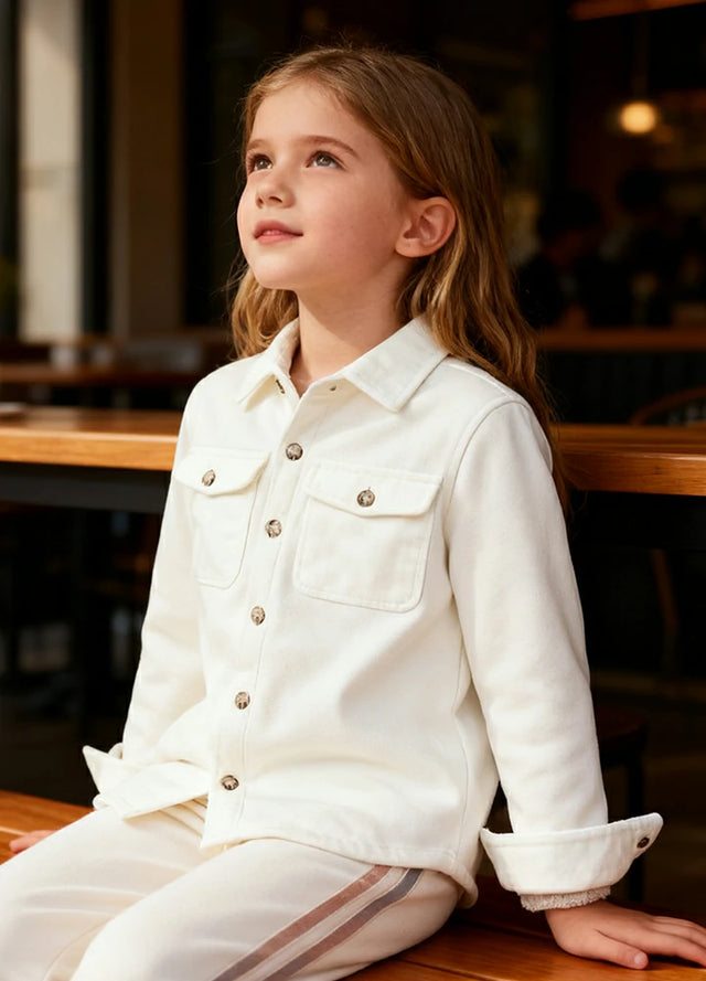 Girls Sherpa Lined Buffalo Plaid Fleece Button Down Shirt Jacket-Kids