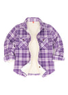 Front view of boys Purple White flannel shirt jacket