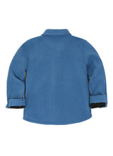 Back view of kids light blue fleece flannel shirt jacket