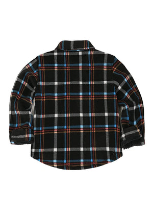 Back view of kids midnight sky fleece flannel shirt jacket