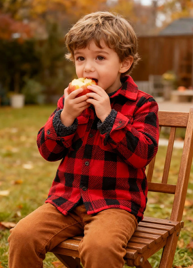 Toddler Sherpa Lined Plaid Fleece Button Down Shirt Jacket