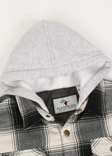 Kids Boys and Girls Quilted Lined Hooded Flannel Shirt Jacket,Snap Button
